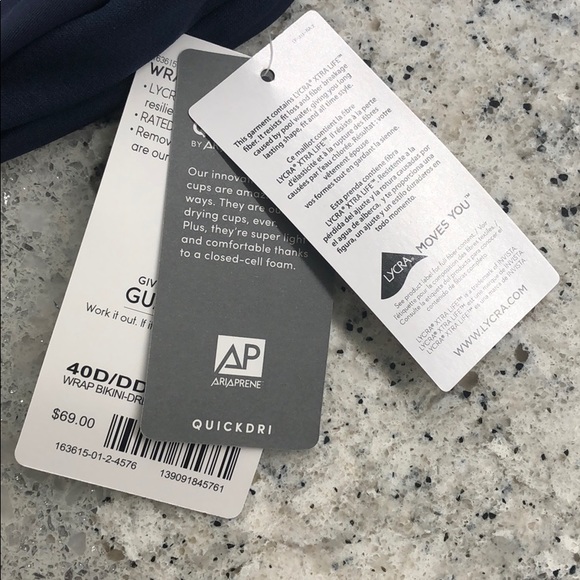 ATHLETA Bra Cup Wrap Bikini Top ~ 40D-DD ~ Navy - Picture 6 of 8